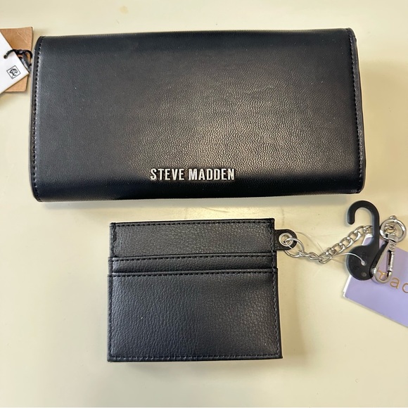 Madden Girl Black Crossbody Bag with Silver Accents. Set - Picture 2 of 6